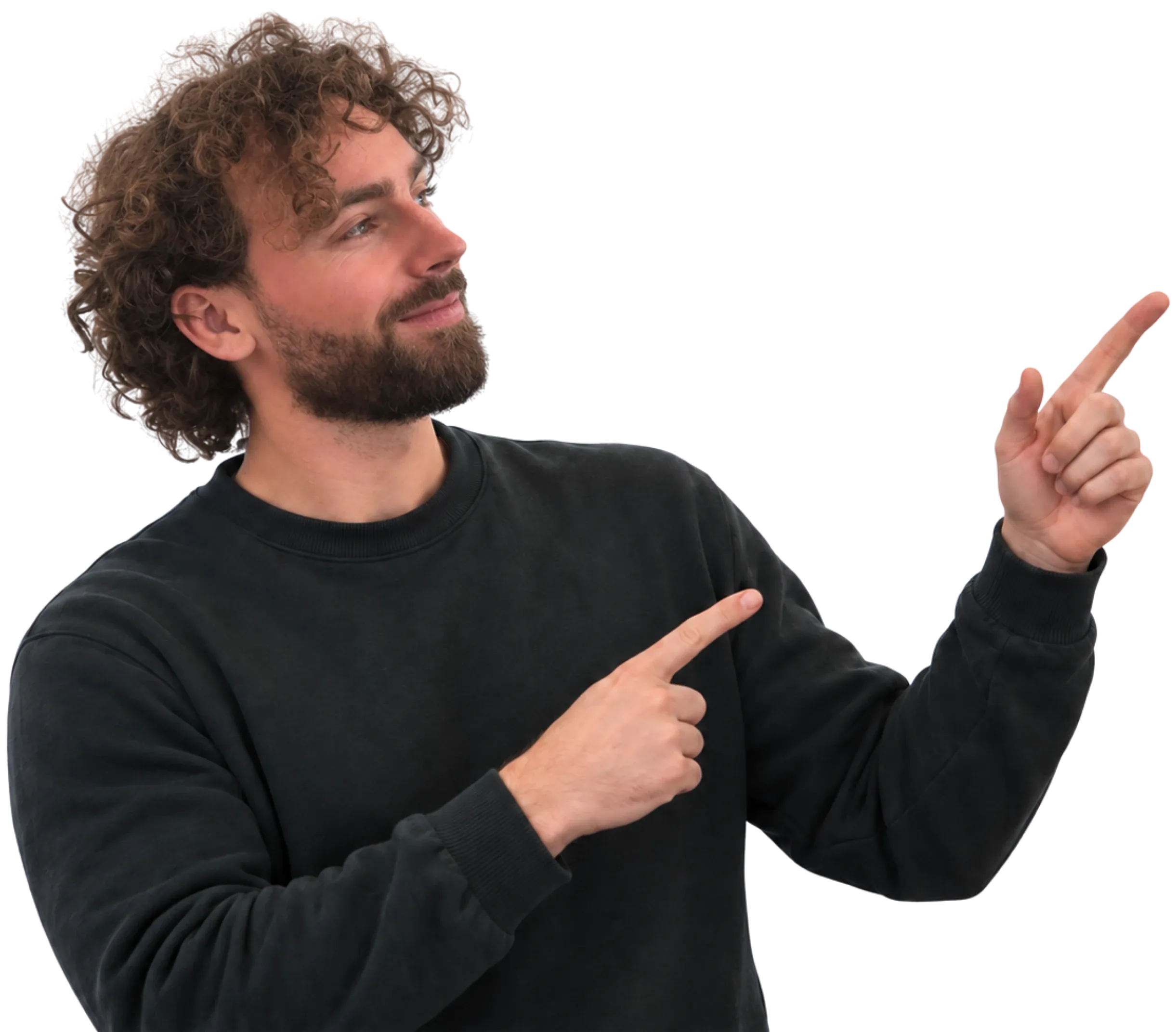 Floris, co-founder of Traffic To Talks, pointing up at a chart of qualified leads